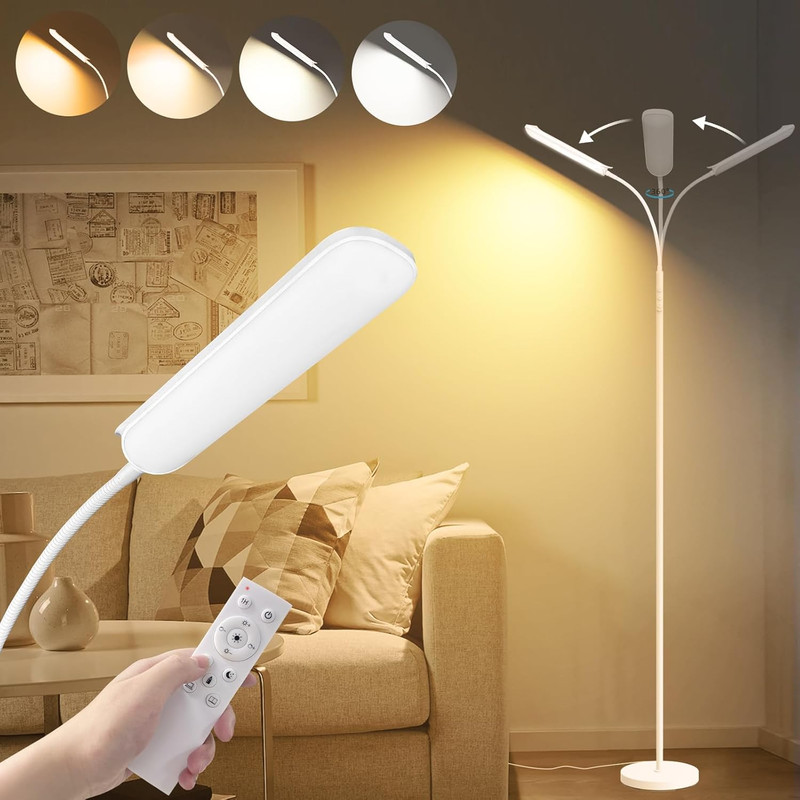 UltraBright LED Floor Lamp with Remote Control Smart Plug Compatibility and 360 Adjustable Light