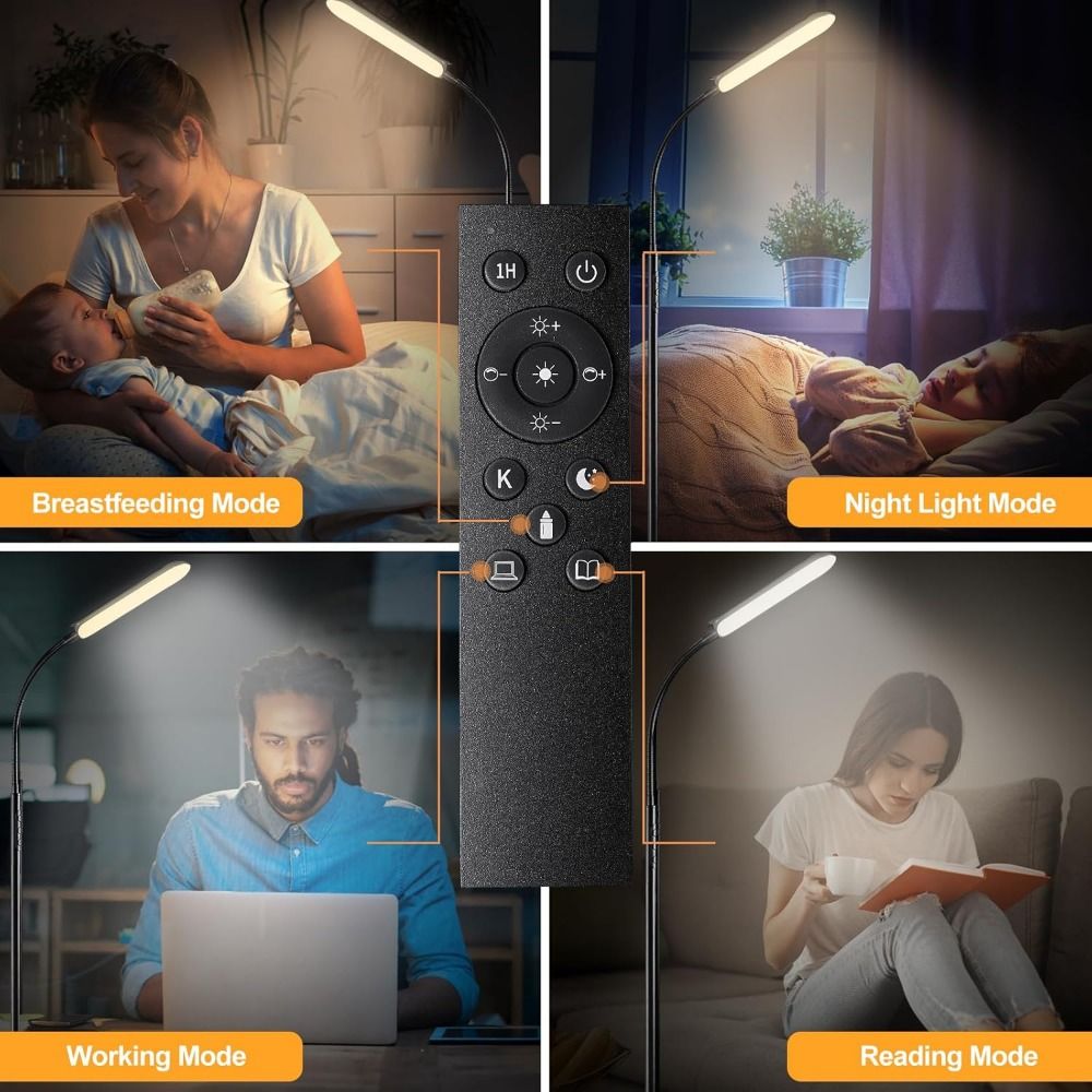 UltraBright LED Floor Lamp with Remote Control Smart Plug Compatibility and 360 Adjustable Light