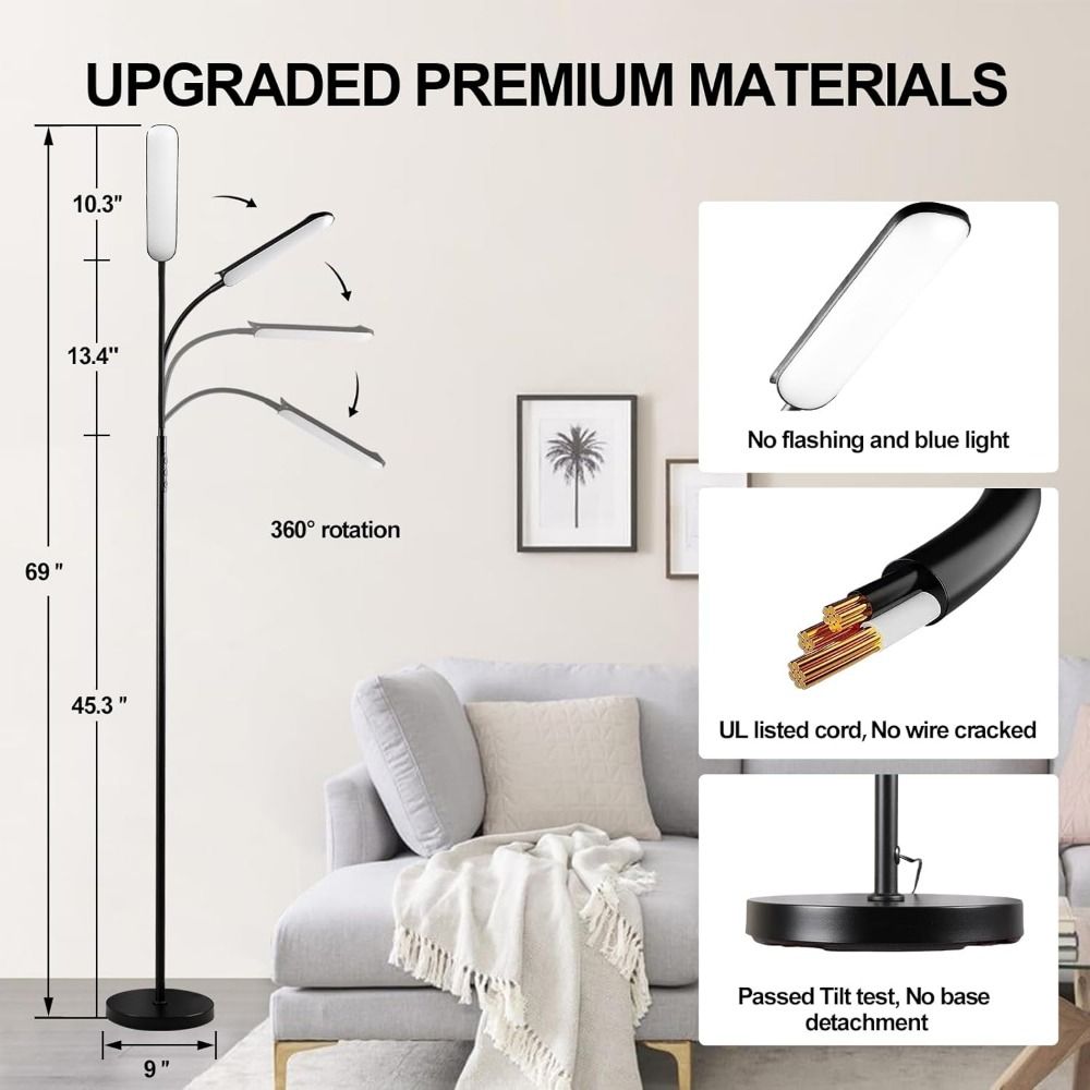 UltraBright LED Floor Lamp with Remote Control Smart Plug Compatibility and 360 Adjustable Light
