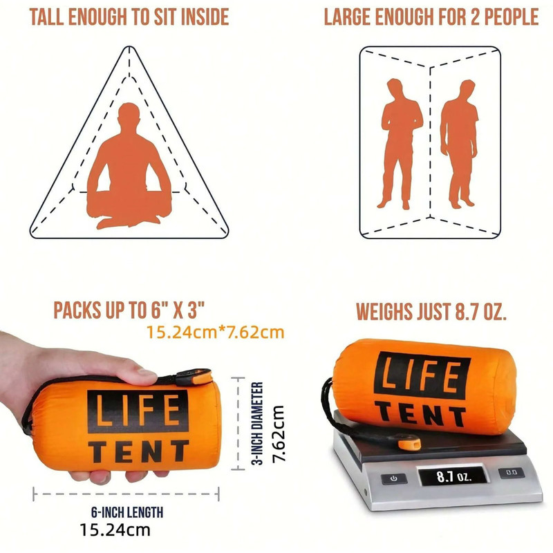 Portable Waterproof Emergency Survival Sleeping Bag Mylar Tube Tent Kit With Thermal Blanket 4