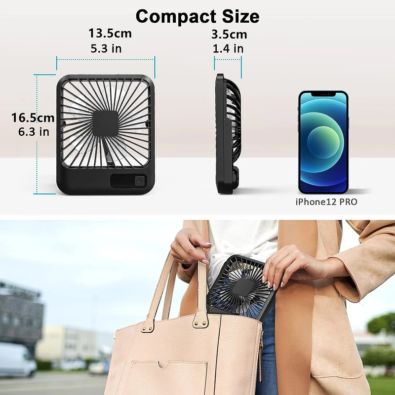 Portable USB Desk Fan Rechargeable 5 Speed Personal Fan With Digital Display Compact Quiet Cooling 4