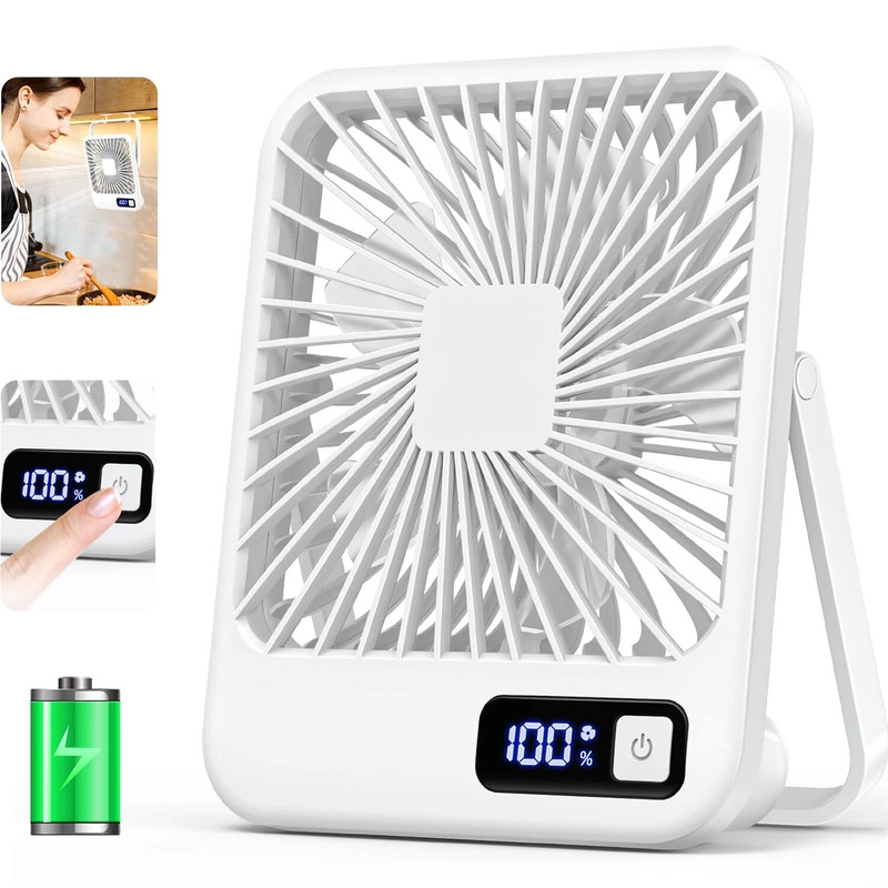 Portable USB Desk Fan Rechargeable 5 Speed Personal Fan With Digital Display Compact Quiet Cooling 6