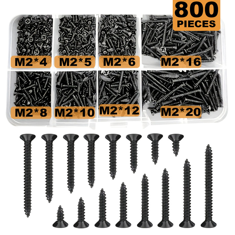 Pcs Black Flat Head Cross Carbon Steel Self Tapping Screws Ideal For Home Improvement DIY Projects 2