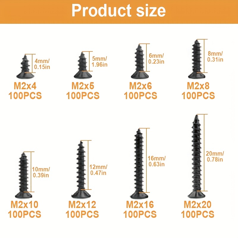 Pcs Black Flat Head Cross Carbon Steel Self Tapping Screws Ideal For Home Improvement DIY Projects 3