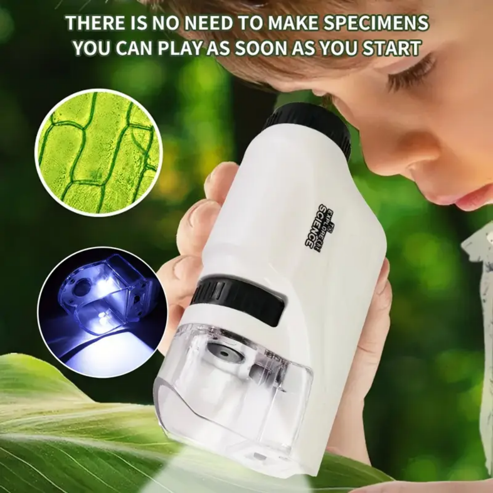 Portable Kids Microscope Handheld Science Lab Tool for Students with LED Light