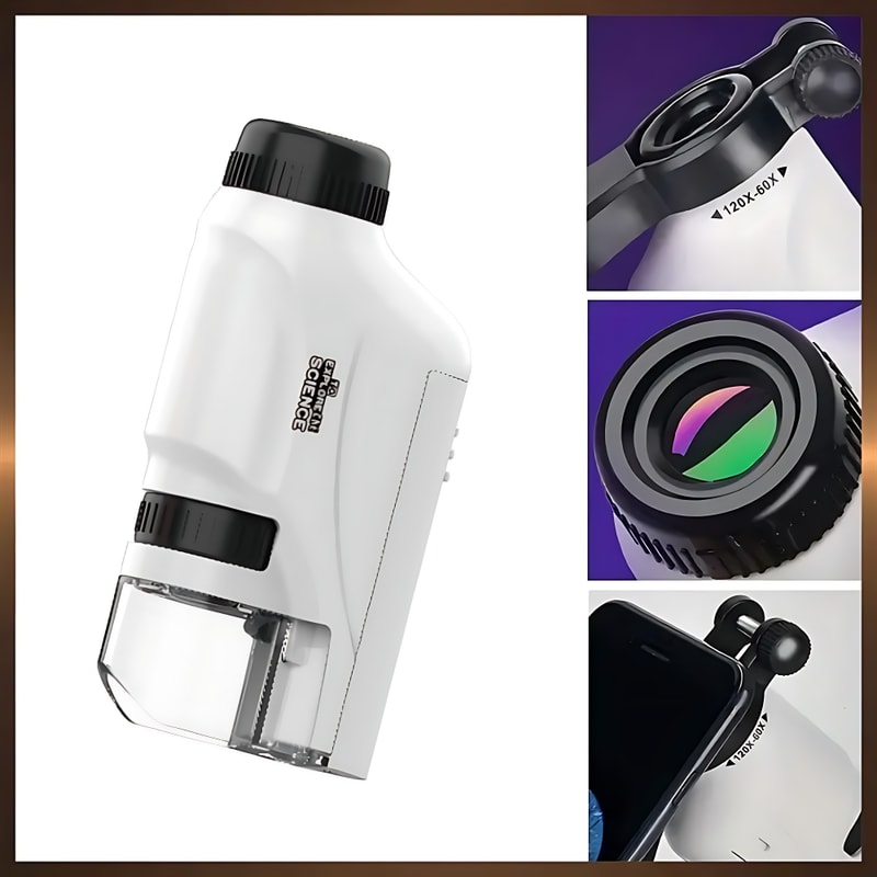 Portable Kids Microscope Handheld Science Lab Tool for Students with LED Light