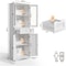 Stylish Freestanding Pantry Cabinet – 67" Tall Storage Cabinet with Glass Door & Drawers