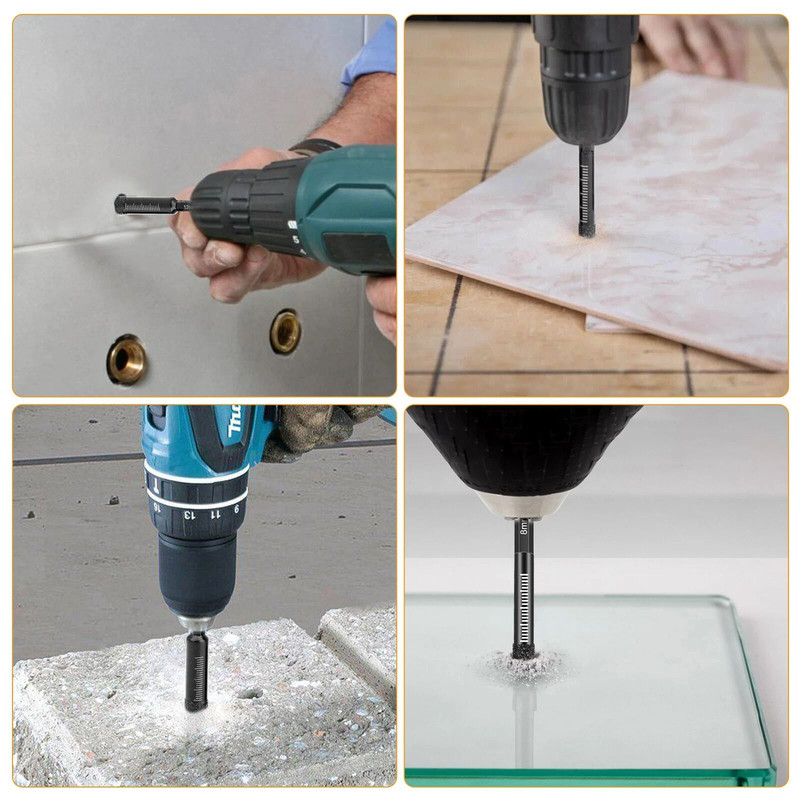 Diamond Hole Saw Set For Porcelain Tile Vacuum Brazed Hex Shank Core Drill Bits DryWet Use 0