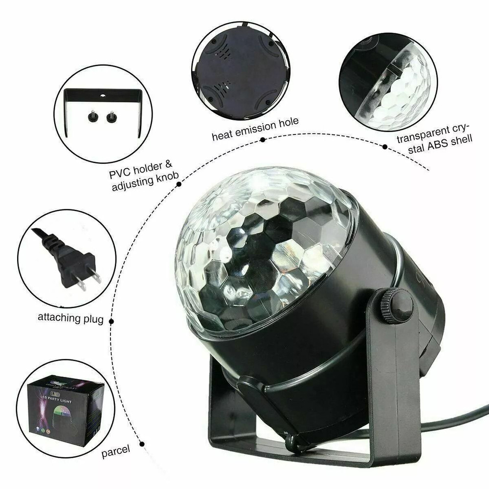 Disco Party Lights Strobe LED DJ Ball Sound Activated Bulb For Dance Wall Ceiling Decoration 10