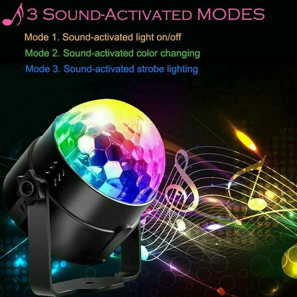 Disco Party Lights Strobe LED DJ Ball Sound Activated Bulb For Dance Wall Ceiling Decoration 7