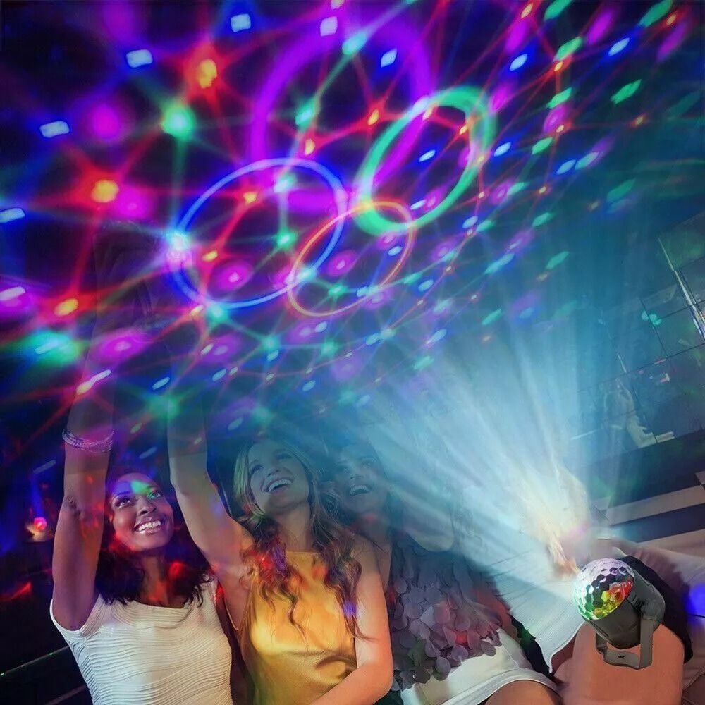 Disco Party Lights Strobe LED DJ Ball Sound Activated Bulb For Dance Wall Ceiling Decoration 0