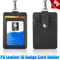 PU Leather ID Badge Card Holder With Vertical Clip Neck Lanyard Strap Case 0