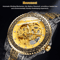 Luxury Men Stainless Steel Automatic Mechanical Wrist Watch Gold Skeleton Dial SelfWinding Waterpro 1