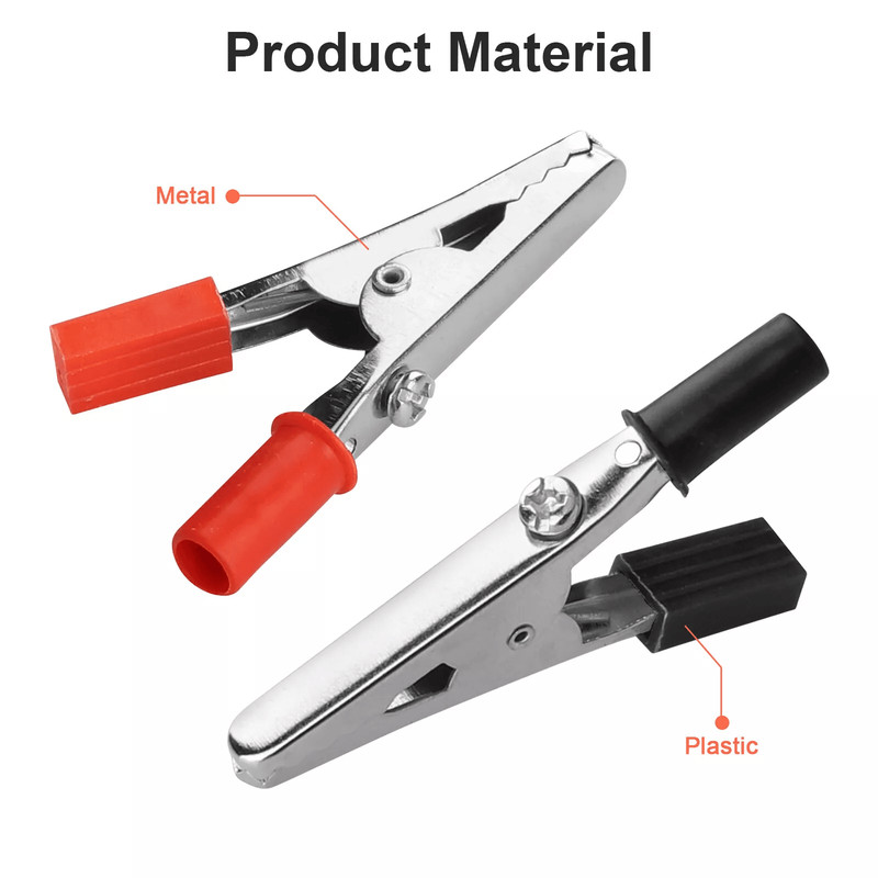 50Pcs Electrical Test Clamps Metal Alligator Clips With Red  Black Handle Bulk Wire Clamp Kit For E 3