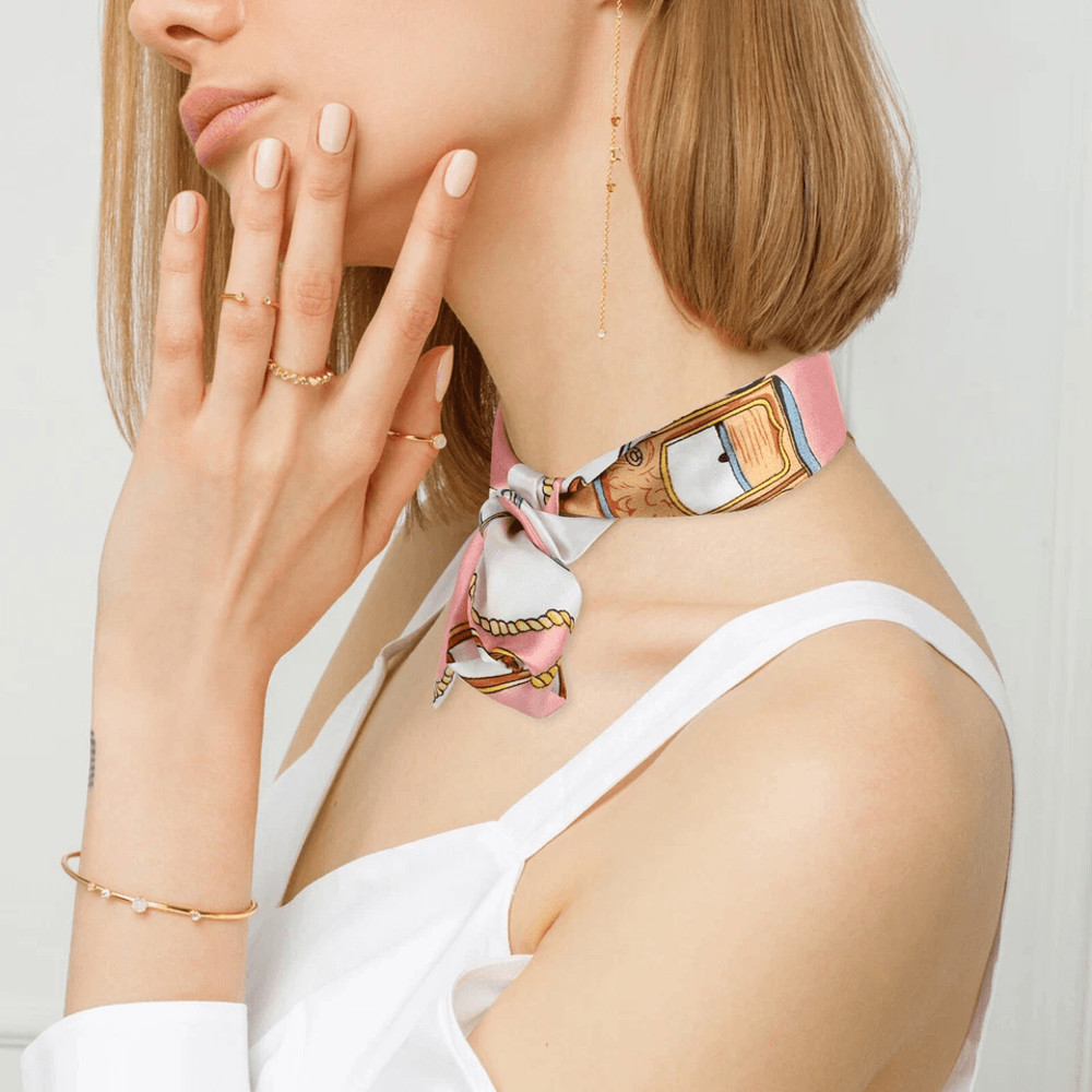 Women Satin Silk Scarf Ribbon Set Neck Hair Wraps Bag Handle Ties 2