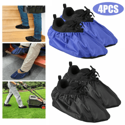 2 pairs waterproof shoe covers washable reusable overshoes with non slip sole for indoor outdoor use, fits