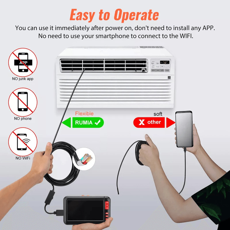 43inch HD LED Industrial Endoscope Borescope 1080P Inspection Camera With 8mm Waterproof  LED Light 5