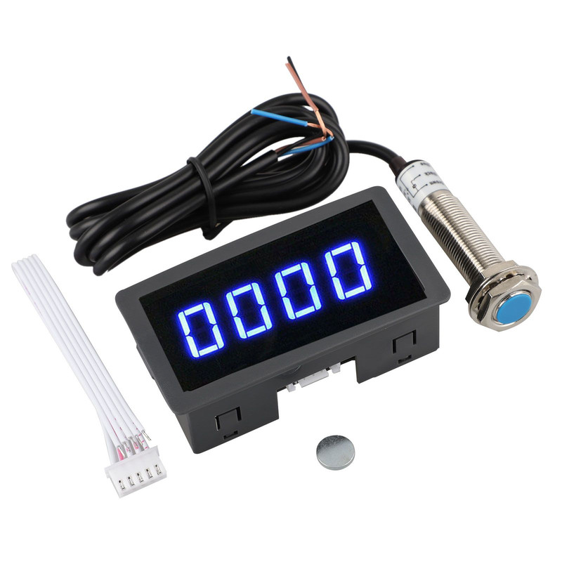 Digital LED Tachometer RPM Speed Meter Gauge With Hall Proximity Switch Sensor NPN 0