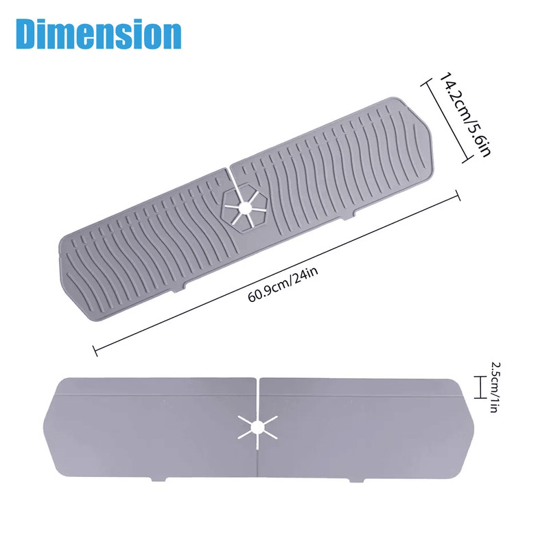 Kitchen Faucet Sink Splash Guard Silicone Water Catcher Tray  Drip Mat 6