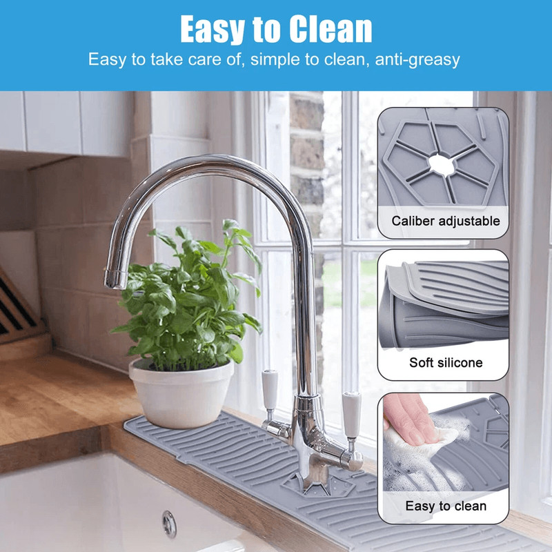 Kitchen Faucet Sink Splash Guard Silicone Water Catcher Tray  Drip Mat 2