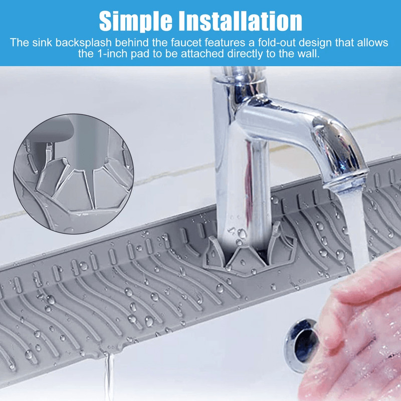 Kitchen Faucet Sink Splash Guard Silicone Water Catcher Tray  Drip Mat 1