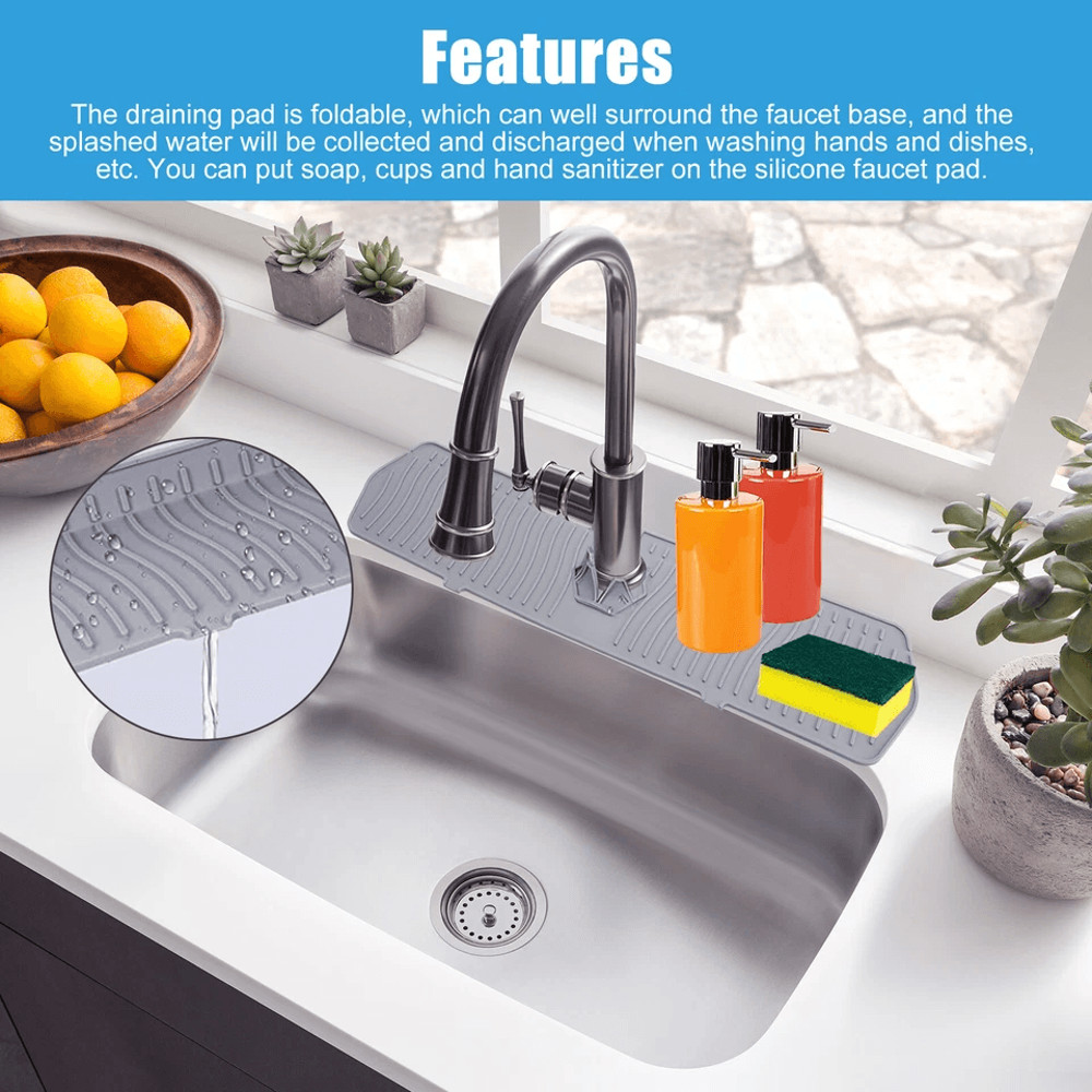 Kitchen Faucet Sink Splash Guard Silicone Water Catcher Tray  Drip Mat 3