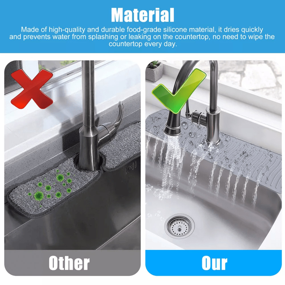 Kitchen Faucet Sink Splash Guard Silicone Water Catcher Tray  Drip Mat 5