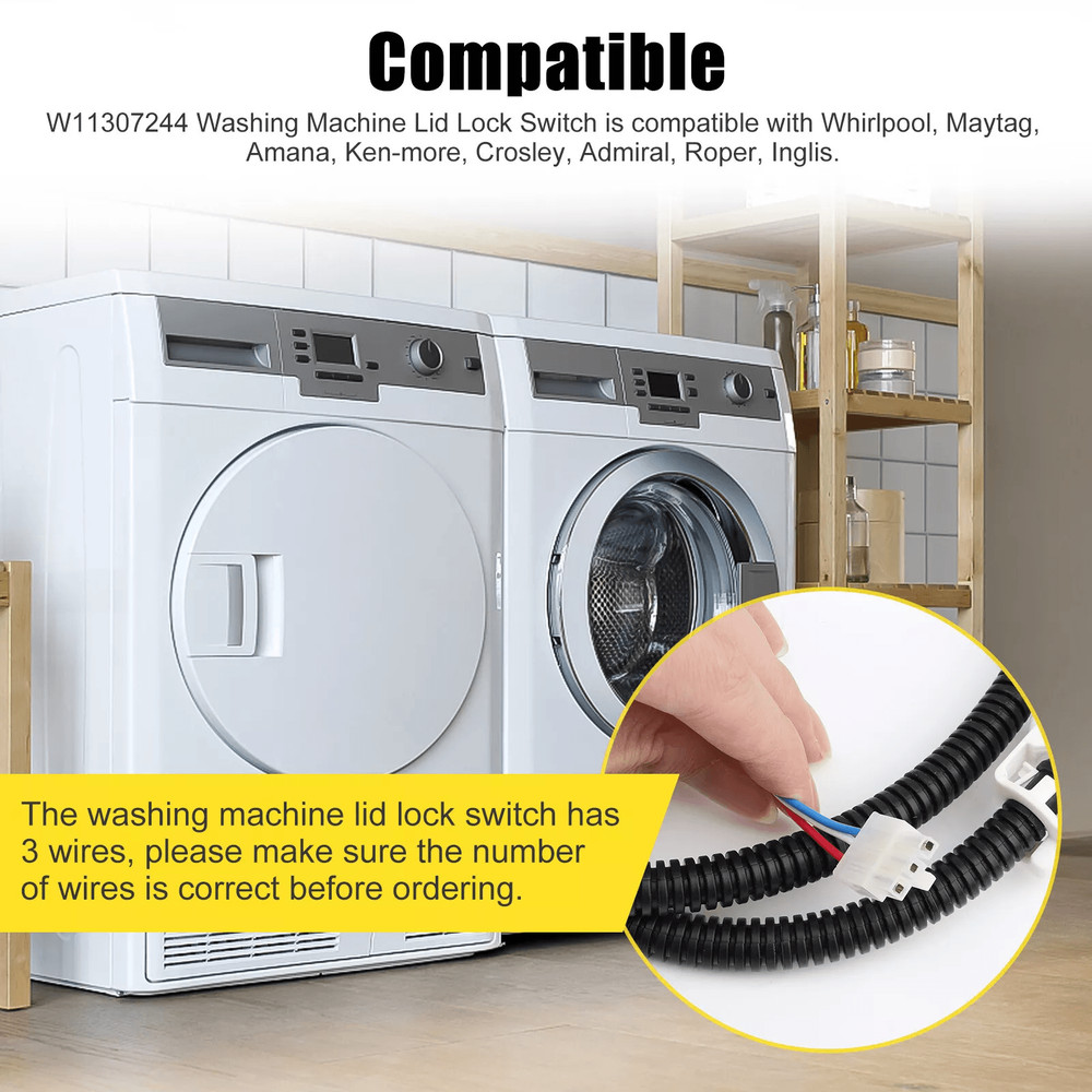 W11307244 Washer Lid Lock Latch Switch Part Kit For Whirlpool Kenmore Maytag W10682535 AP6832601 Re 5