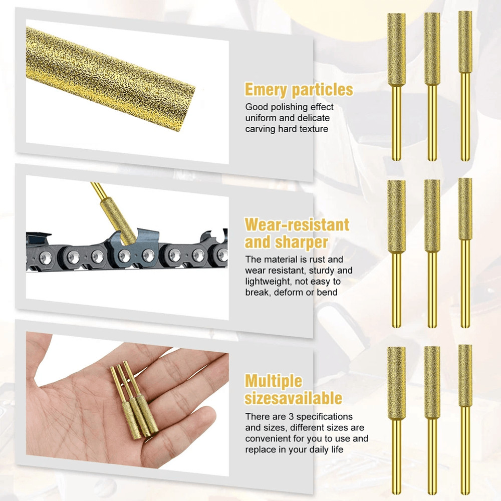 Diamond Chainsaw Sharpener Burr Set Grinding Stones With Shank For Rotary Tools 2