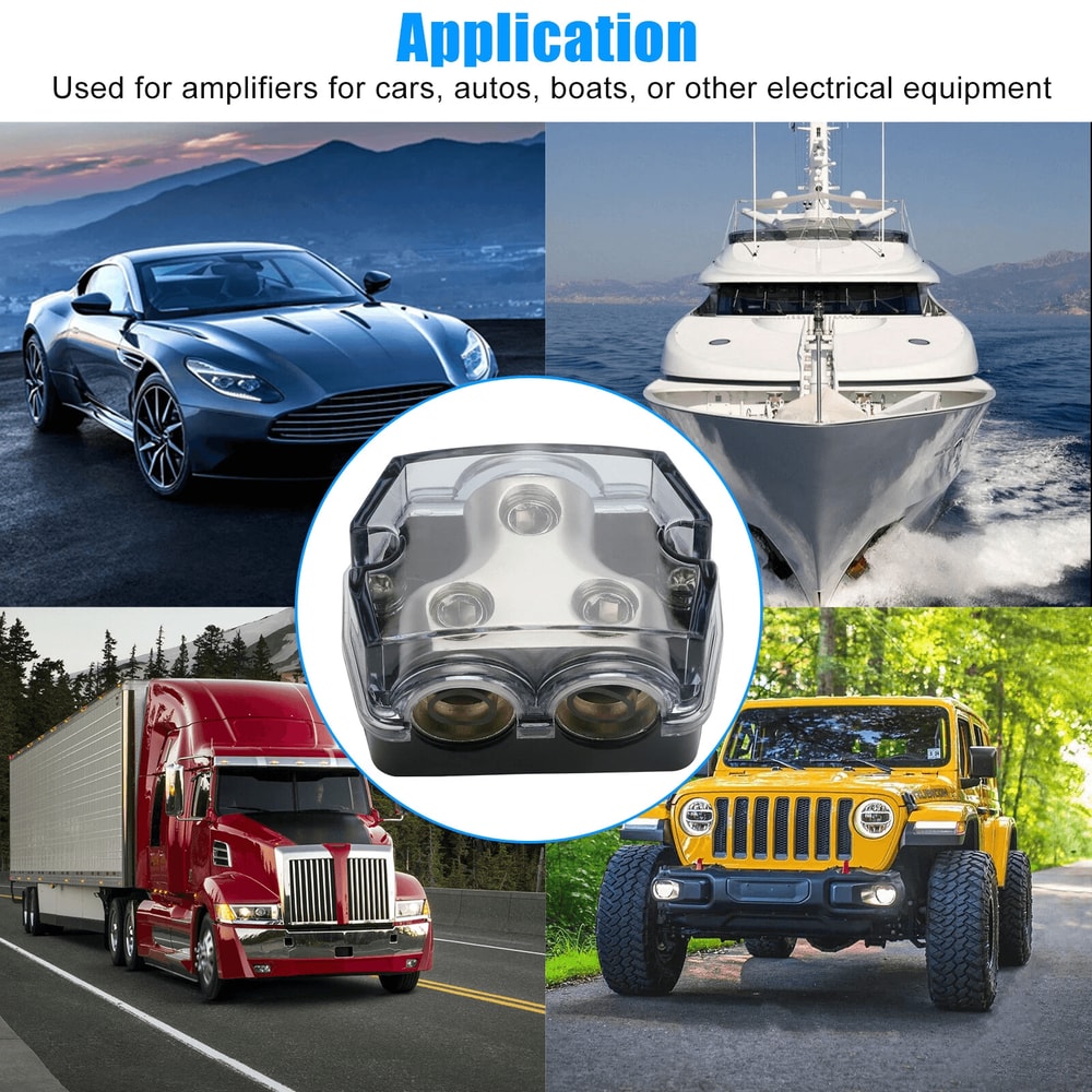 2X 2Way Distribution Block 0 Gauge In Out Car Audio Amp Power Ground Splitter For Amplifier System 2