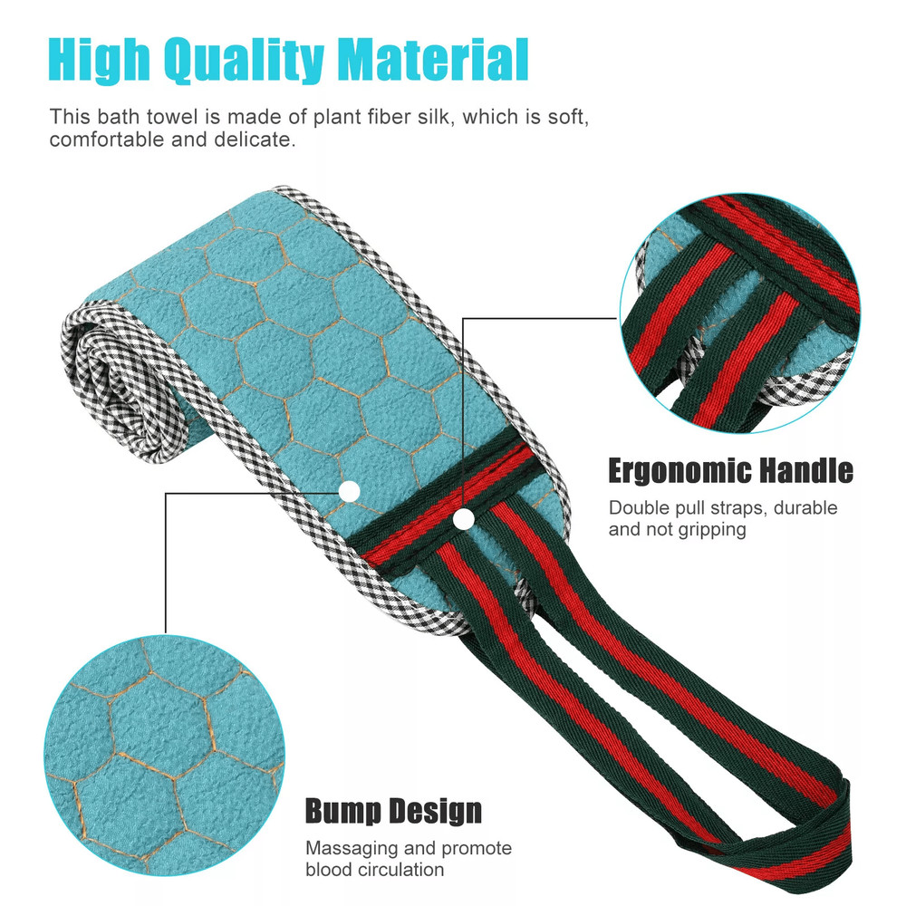 2pcs Exfoliating Back Scrubber Handle DoubleSided Body Scrub Towel Washcloth For Shower Plant Fiber 3