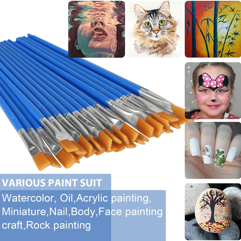 32Pcs Artist Paint Brushes Kit For Acrylic Oil  Watercolor Flat Nylon Brush Set For Craft Model Fac 3