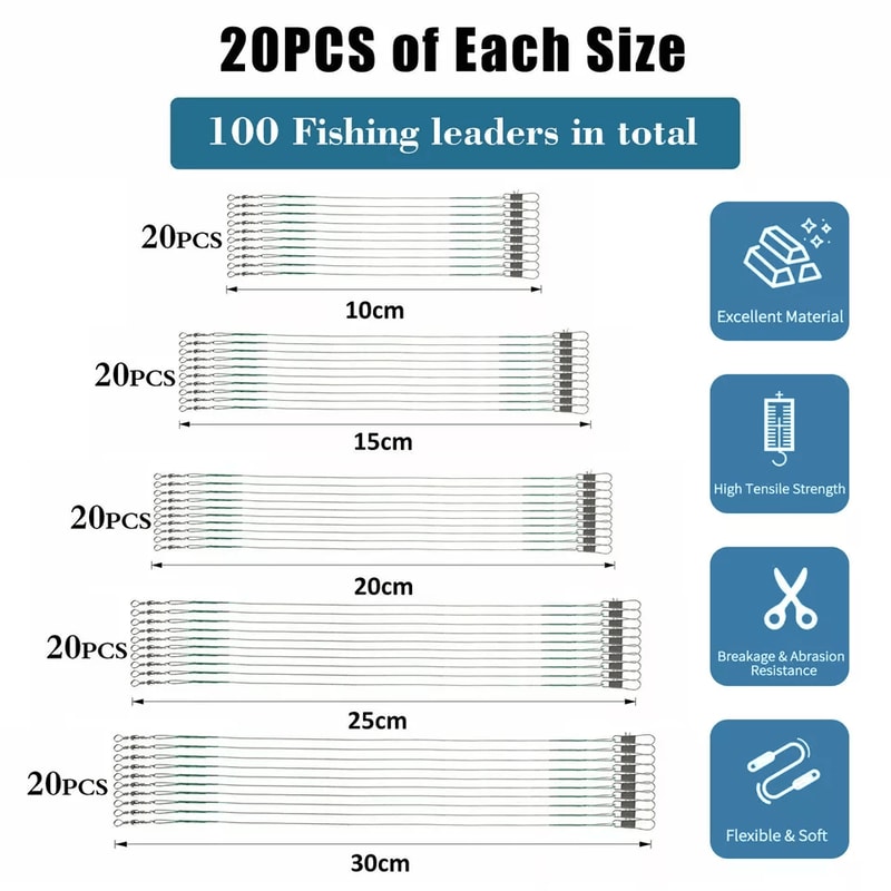 Stainless Steel Trace Wire Leader Fishing Line Snap Swivel Lure Connector Bite Resistant Durable T 5