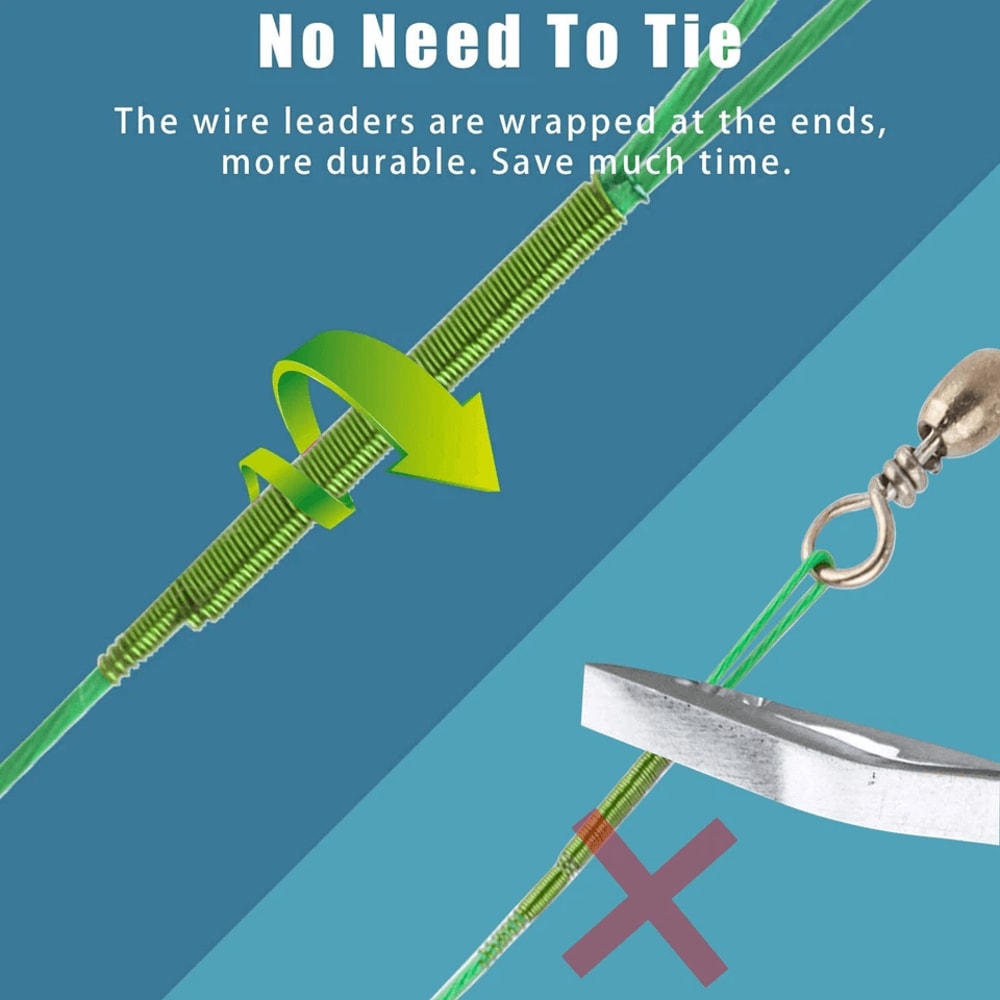 Stainless Steel Trace Wire Leader Fishing Line Snap Swivel Lure Connector Bite Resistant Durable T 6