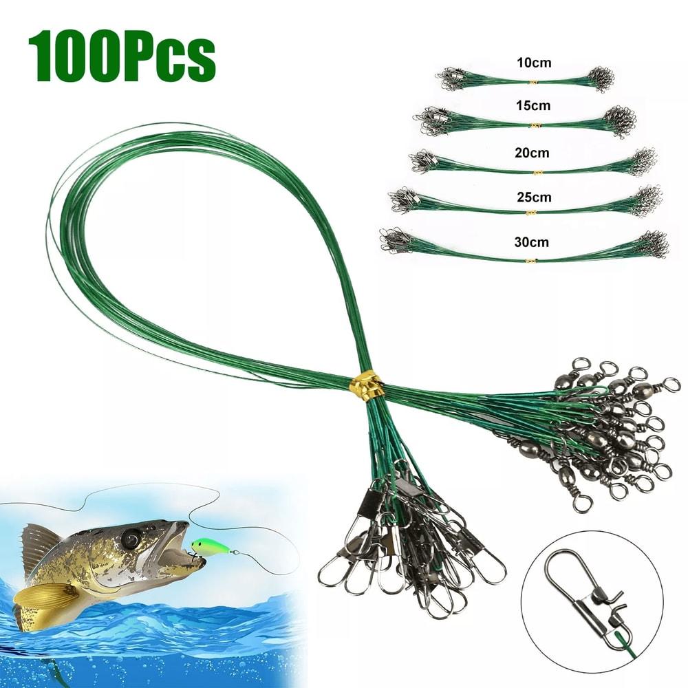 Stainless Steel Trace Wire Leader Fishing Line Snap Swivel Lure Connector Bite Resistant Durable T 0