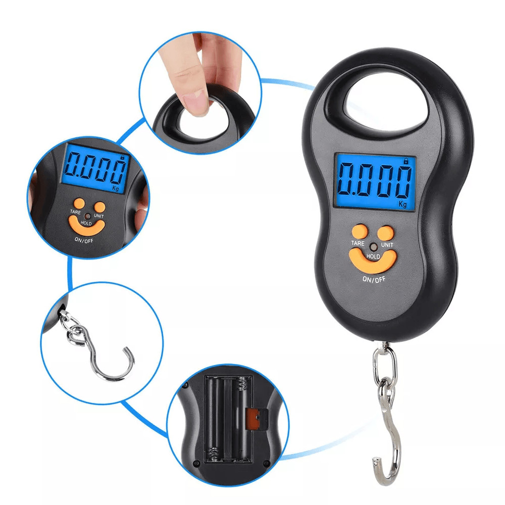 Digital Fish Scale Postal Hanging Hook Luggage Weight LCD Mini Portable Handheld Scale For Travel F 5