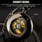 Mens Black Mechanical Pocket Watch Steampunk Skeleton Design With Retro Chain Luxury Classic Timep 3