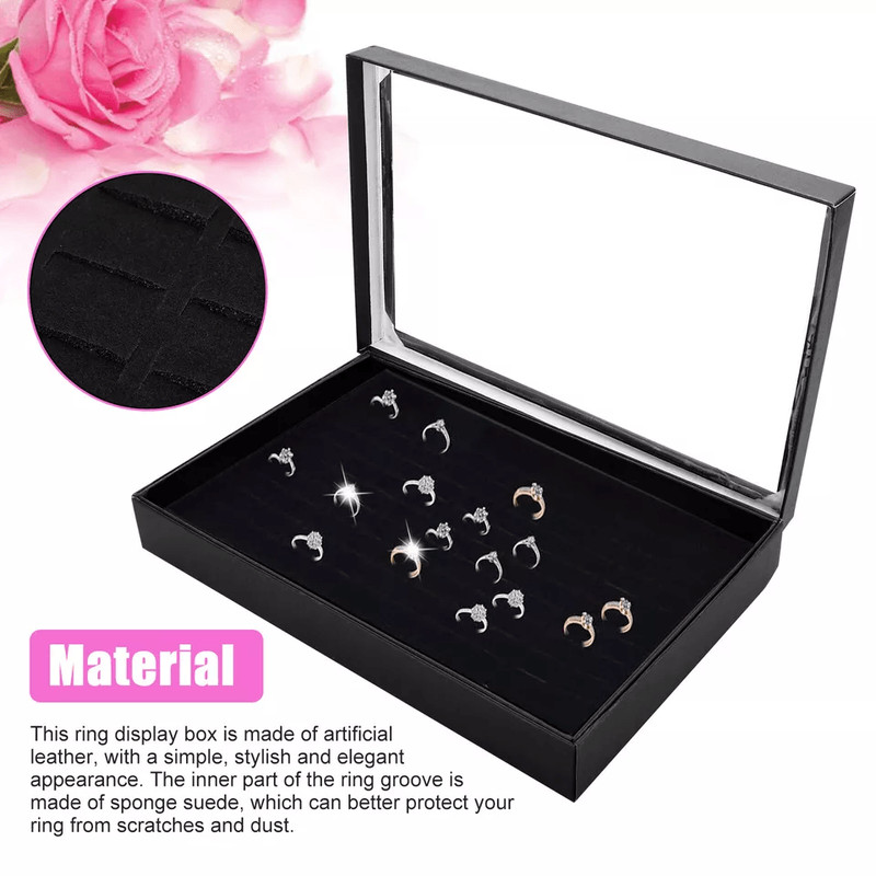 Jewelry Ring Display Organizer Case With Slots Stackable Tray Holder Earrings Storage Box For Home 3