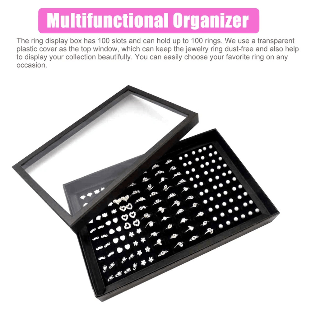 Jewelry Ring Display Organizer Case With Slots Stackable Tray Holder Earrings Storage Box For Home 5