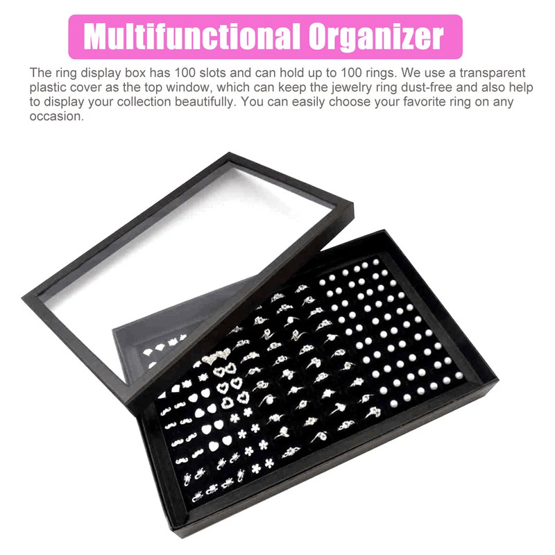 Jewelry Ring Display Organizer Case With Slots Stackable Tray Holder Earrings Storage Box For Home 5