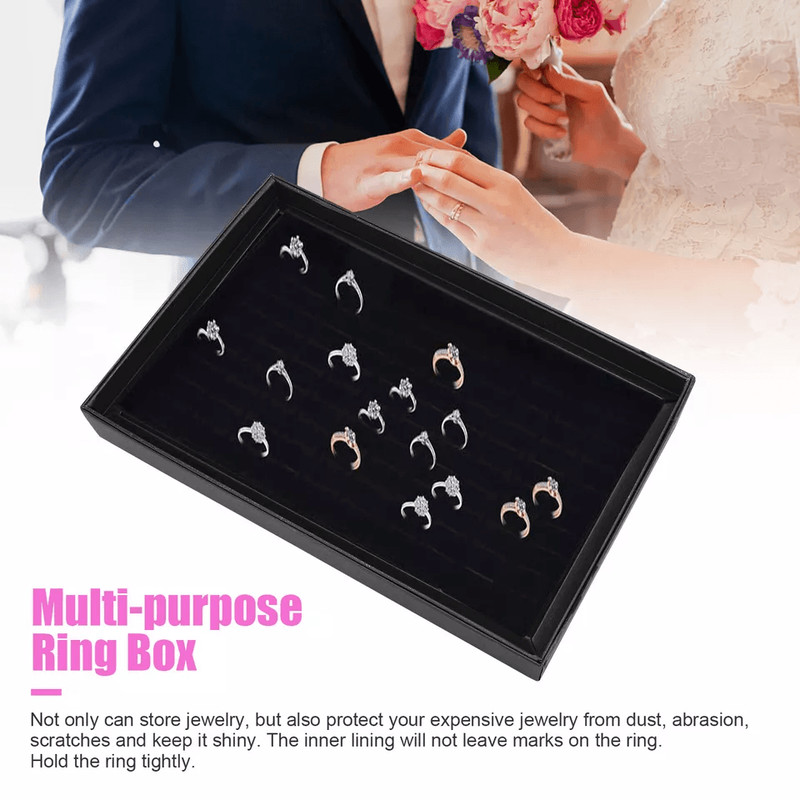 Jewelry Ring Display Organizer Case With Slots Stackable Tray Holder Earrings Storage Box For Home 2