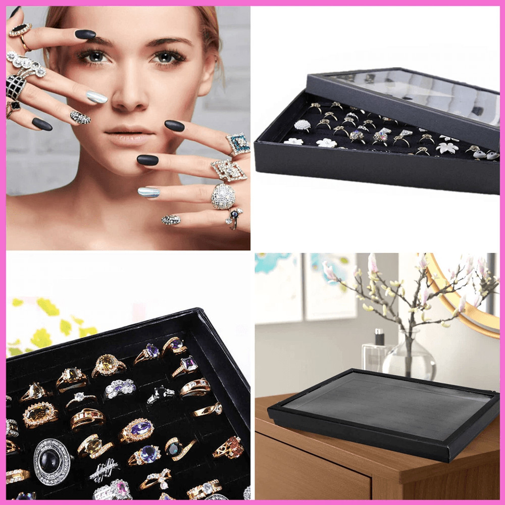 Jewelry Ring Display Organizer Case With Slots Stackable Tray Holder Earrings Storage Box For Home 1