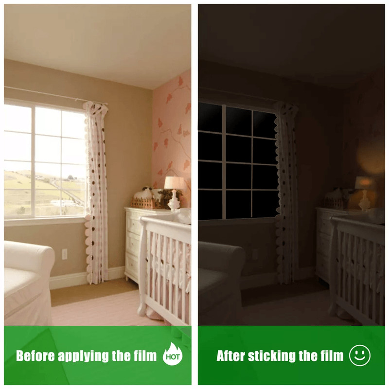 Static Cling Blackout Window Film UV Blocking Thick Privacy Glass Tint 1