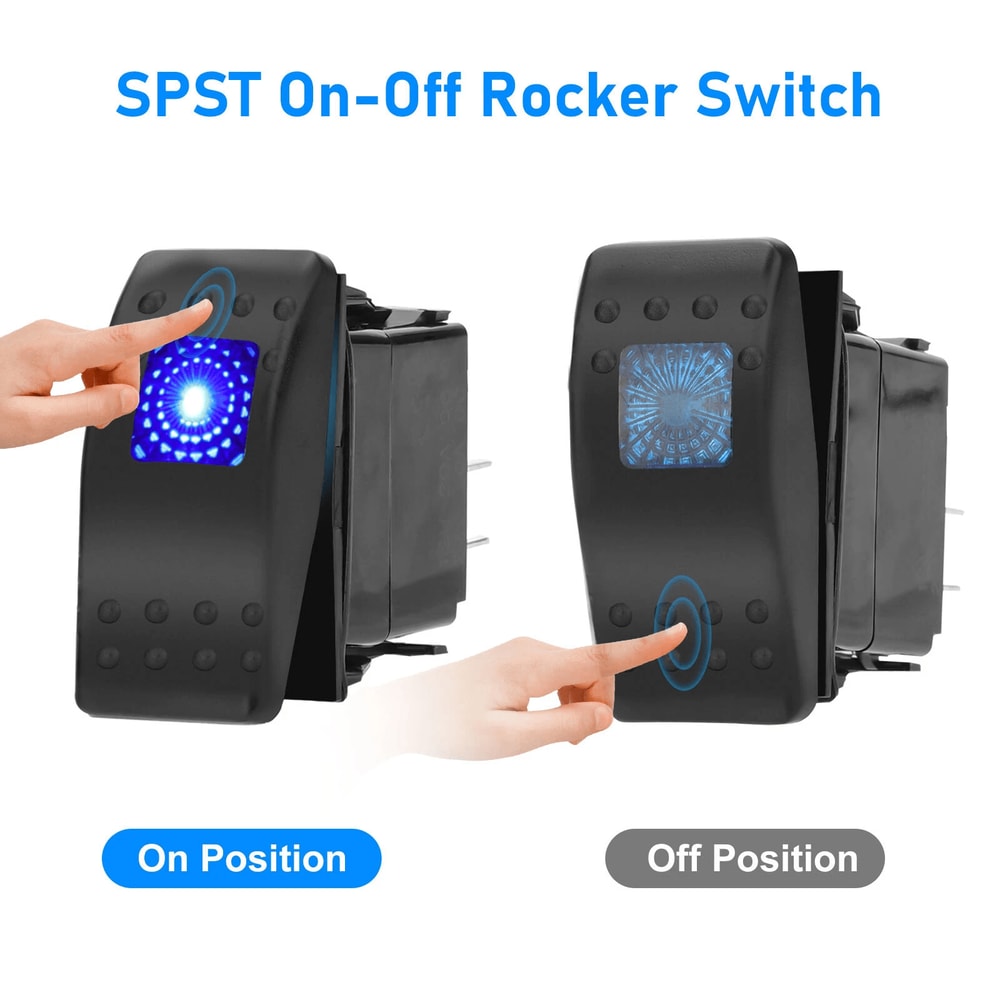 10PCS Waterproof Marine Boat Car Rocker Switch SPST ONOFF 4 Pin Blue LED Toggle Switch For Automoti 4