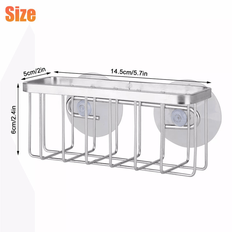 Stainless Steel Sponge Holder With Suction Cup Kitchen Dish Drain Sink Basket Rack Organizer For Sp 6
