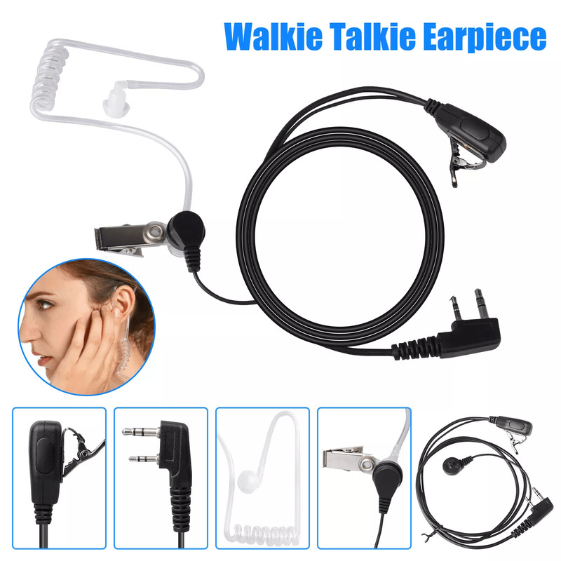 2 Pin Walkie Talkie Earpiece Headset Mic PTT For BAOFENG TwoWay Radio Acoustic Tube Security Survei 0