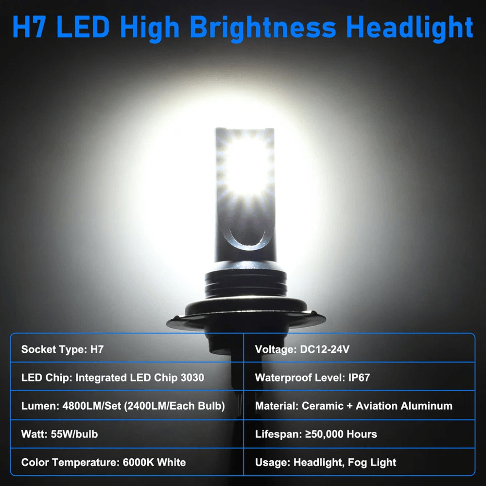 LED DRL Bulbs Fog Driving Light Conversion Kit Super Bright White H7 LED Waterproof Plug Play 5