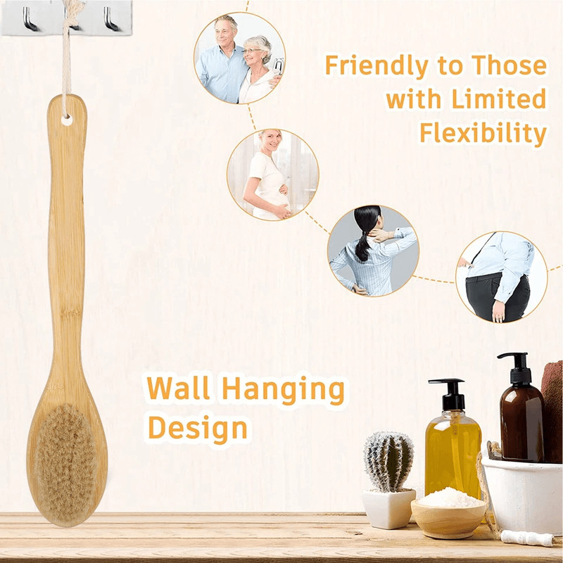 Long Handle Bath Body Brush DualSided Shower Scrubber Back Exfoliating Massager For Smooth Skin 2