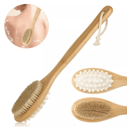 long handle bath body brush, dual-sided shower scrubber & back exfoliating massager for smooth skin