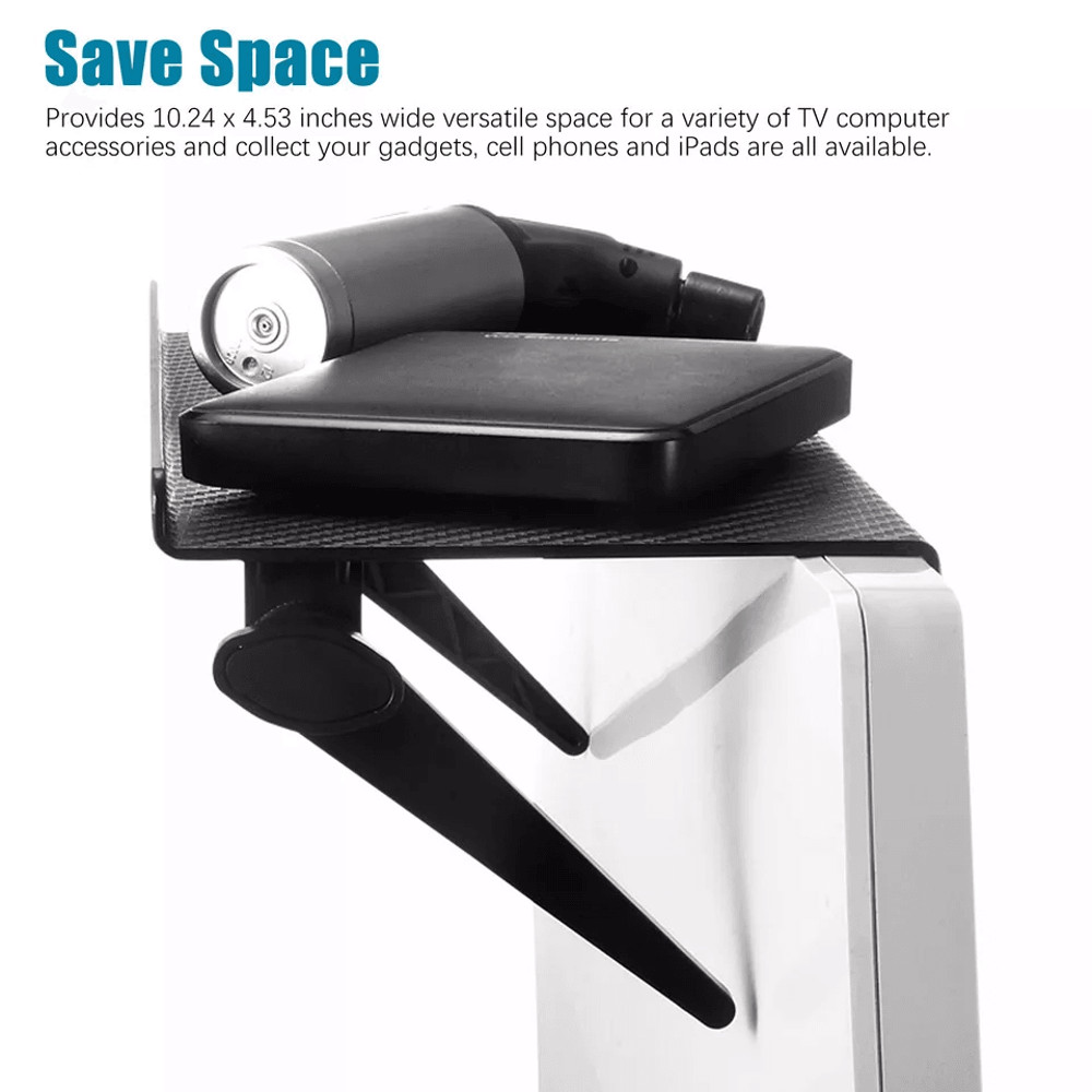 Adjustable TV Computer Screen Caddy Top Shelf Desktop Stand Storage Rack Holder Cable Box Router An 2